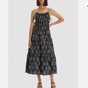 Moon River Women's Printed Woven Dress with Strap Tie Sz M NWT